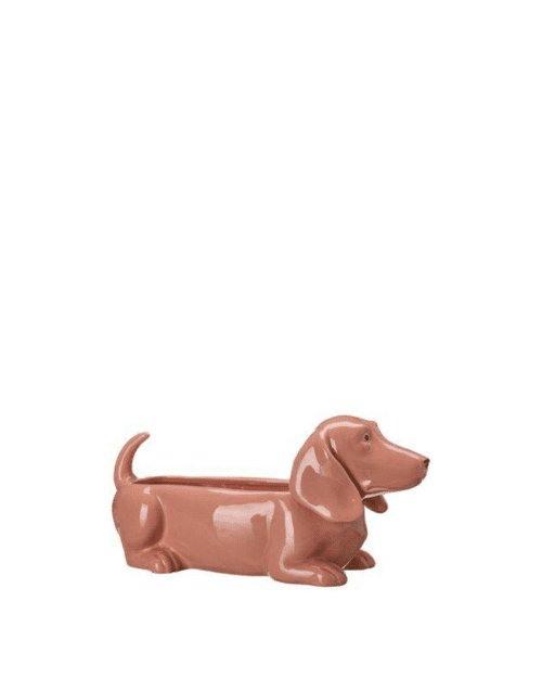 Jacky Hund Plantering Persikorosa – Dekorativ Hundkruka i Dolomit, 40x15x17 cm