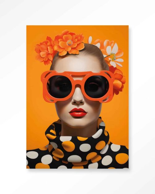 Tavla Orange Flower Glas 60x90 cm