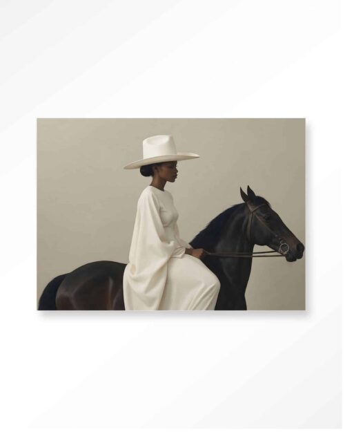 Tavla Beige Rider 110x145 cm vit ram