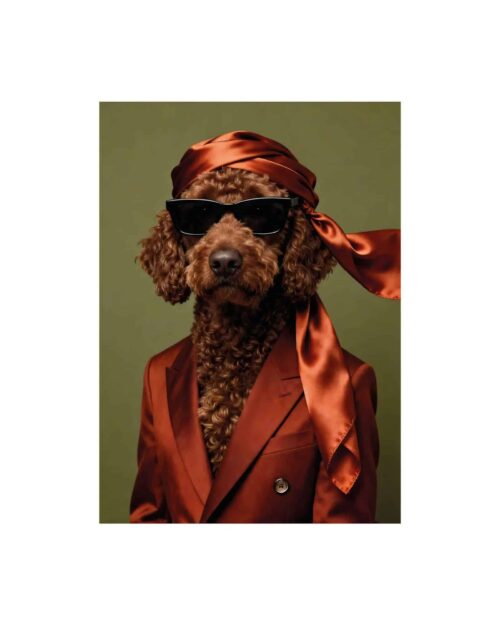 Tavla Hund med scarf 145x190cm svart ram